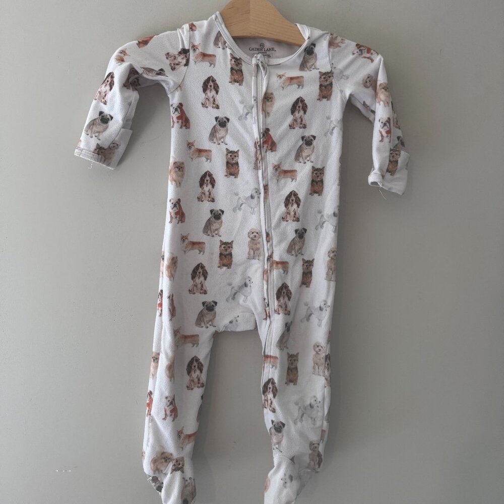 $42 ADD ON Caden Lane dog print footie Little Sleepies‎ Kyte Baby Ergo Baby